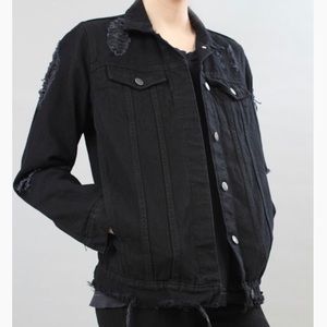 Courtshop distressed black denim jacket size S